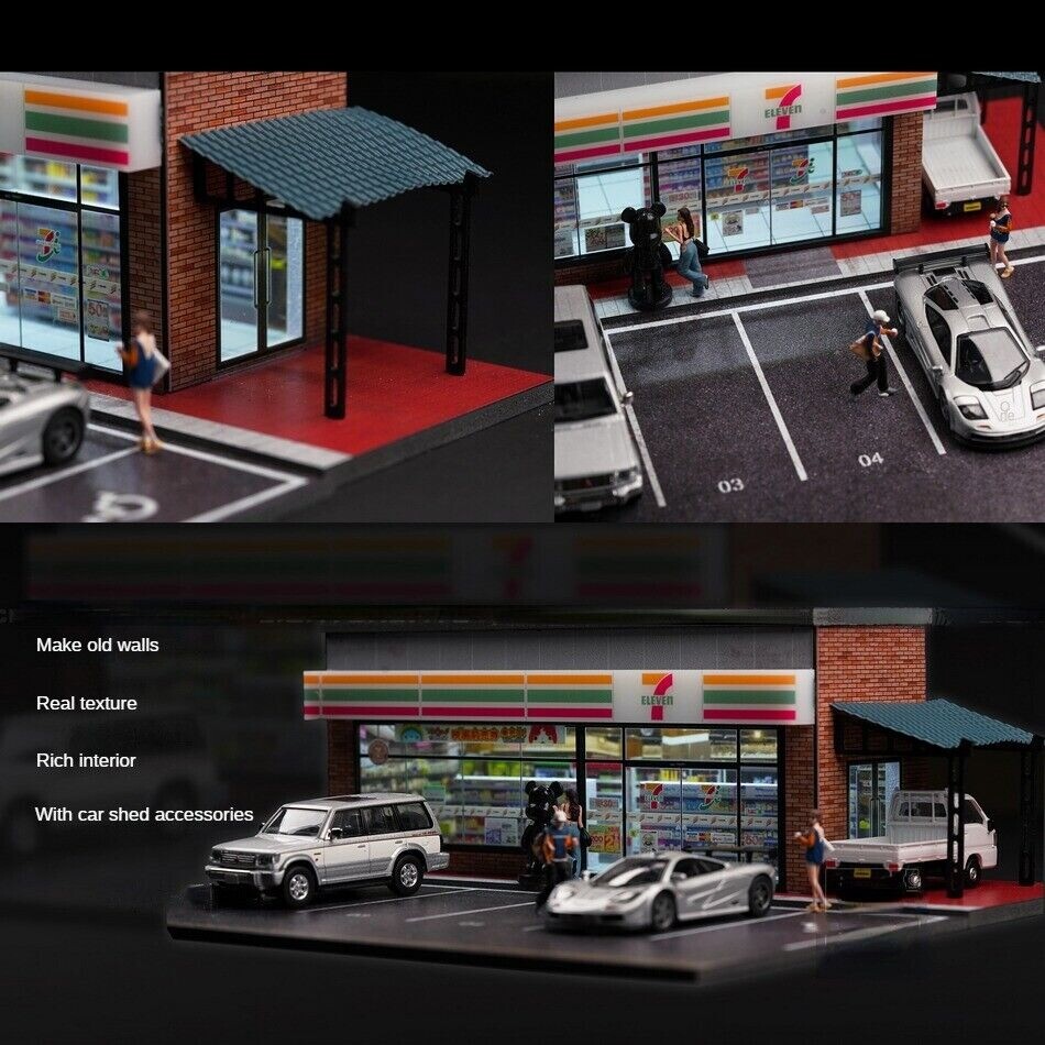 Diorama 1:64 Car Parking Lot Models LED Lighting City Repair Shop Scene Display