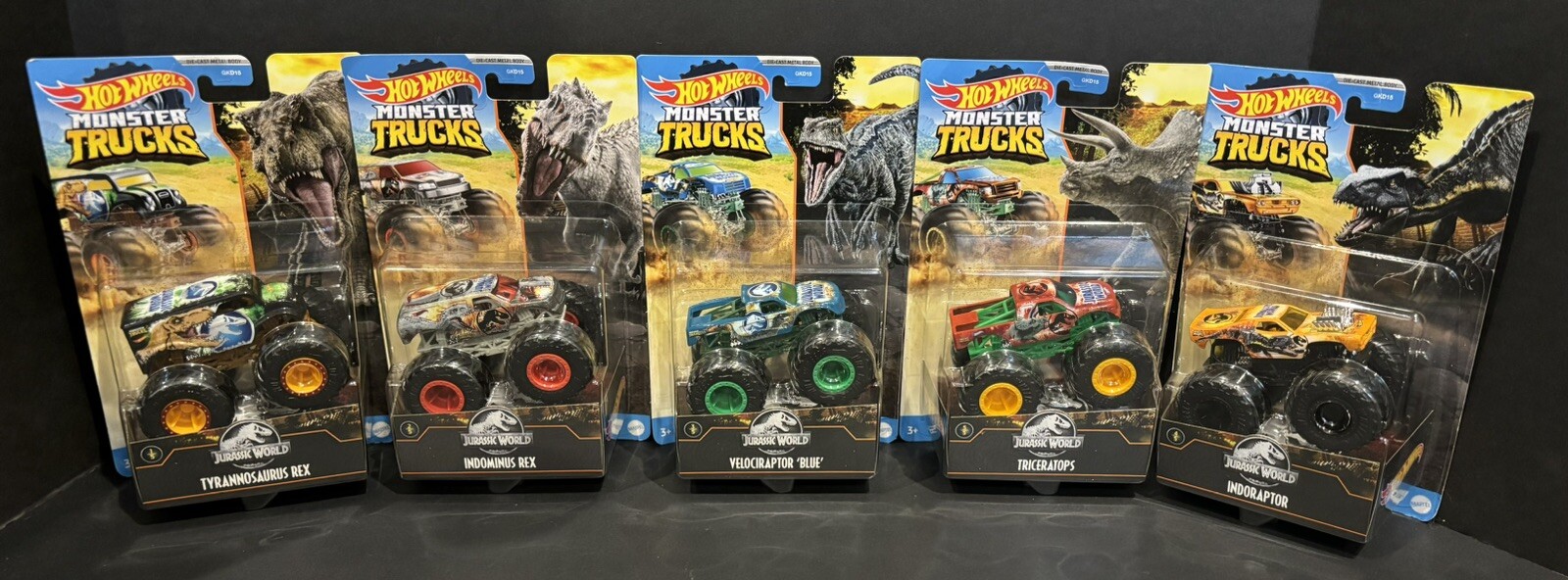 Jurassic World Mega Lot-T-Rex 1:24 Truck,H.W. 5 Car Set,Funko Pop,5 1:24 Trucks,