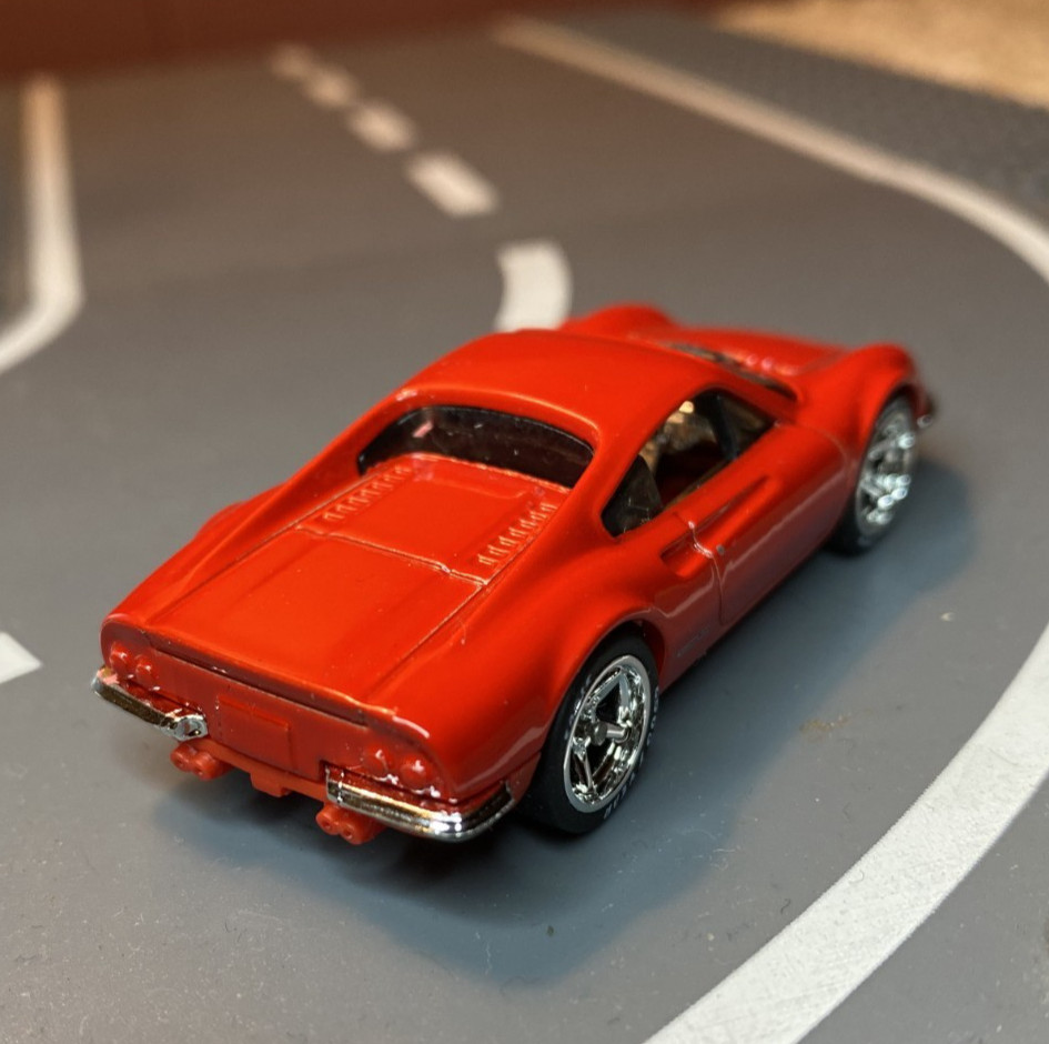 Hot Wheels Ferrari Dino 206GT Red CUSTOM Super Real Riders Wheel Swap