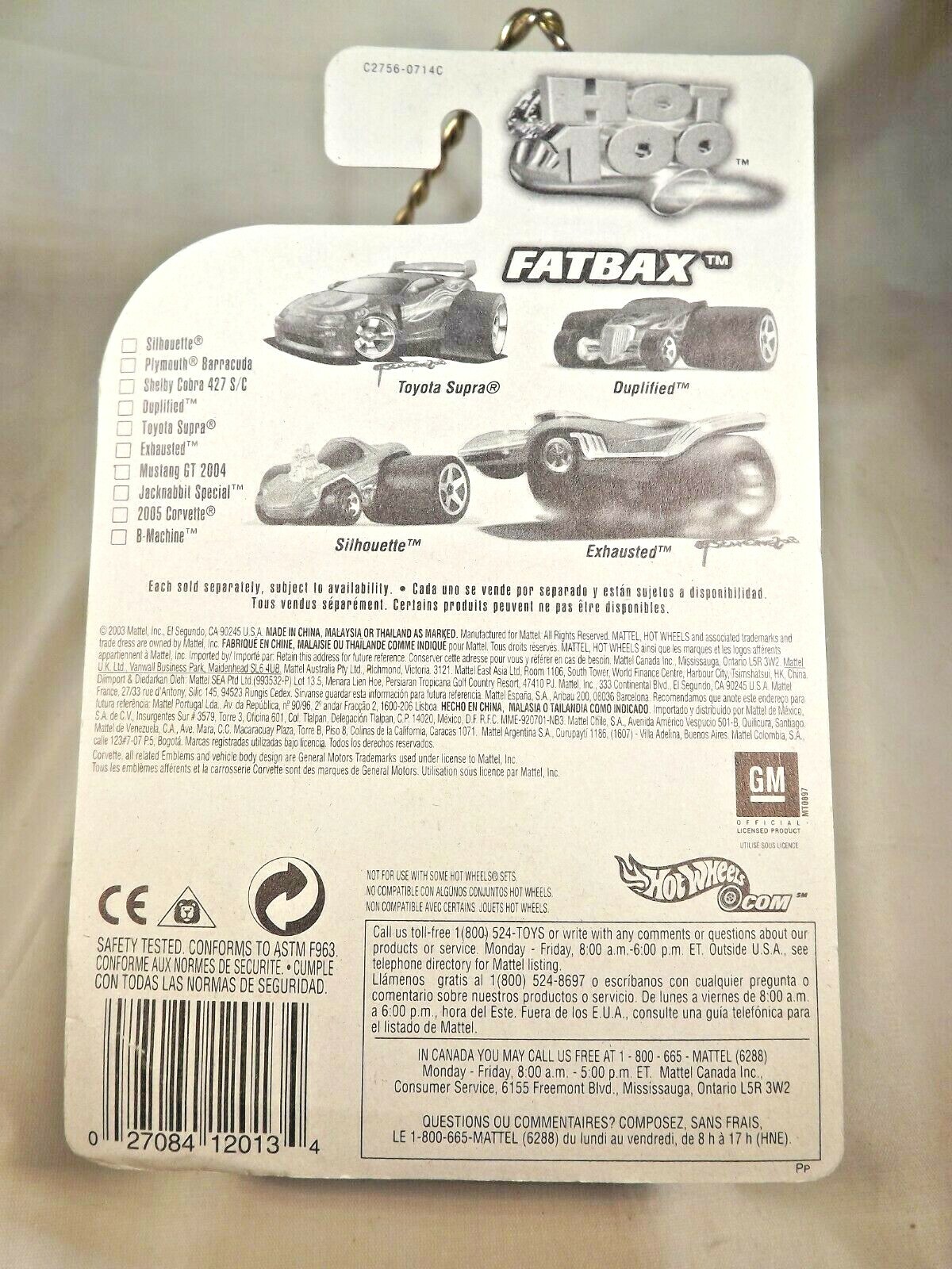 2004 Hot Wheels #95 First Editions FATBAX 2005 CORVETTE Blue w/o Red Taillights