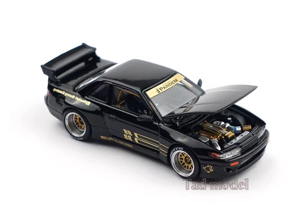 Poprace 1:64 JDM Black Silvia S13 Pandem Sports Model Diecast Display Car