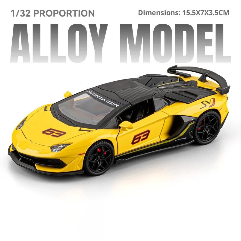 1/32 Lamborghini SVJ63 Alloy Diecast Sports Car Model Sound and Light Pull Back