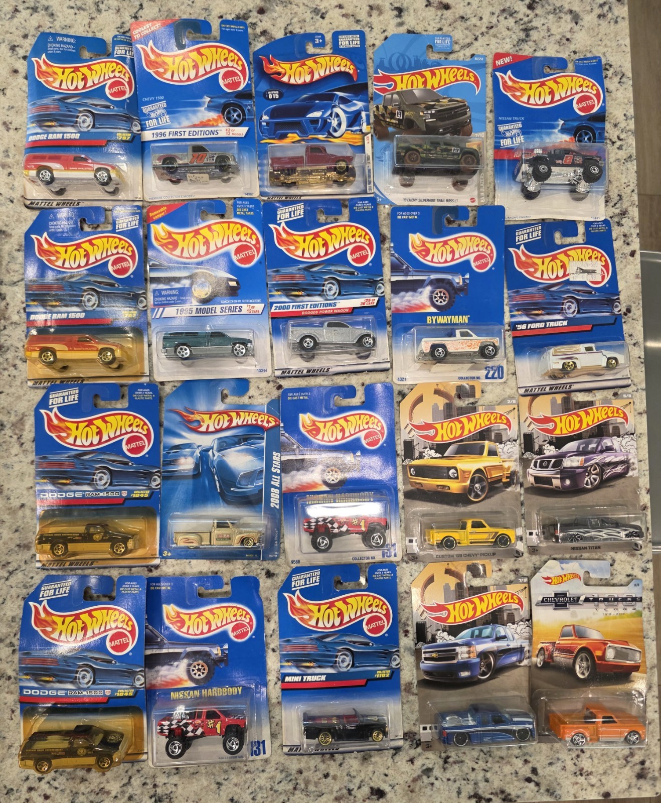Hot Wheels Truck Lot of 20 Dodge Ram Chevy Nissan Ford Pickup Silverado