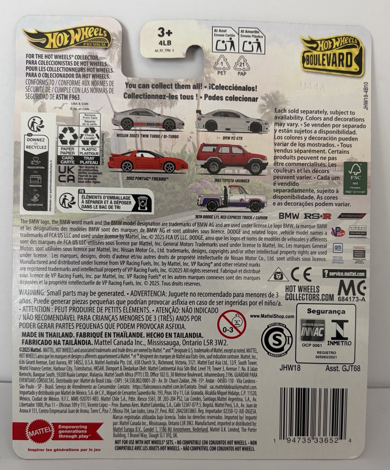 2026 Hot Wheels Boulevard 1993 Toyota 4Runner #144 Red & BMW M3 GTR #142 Gray