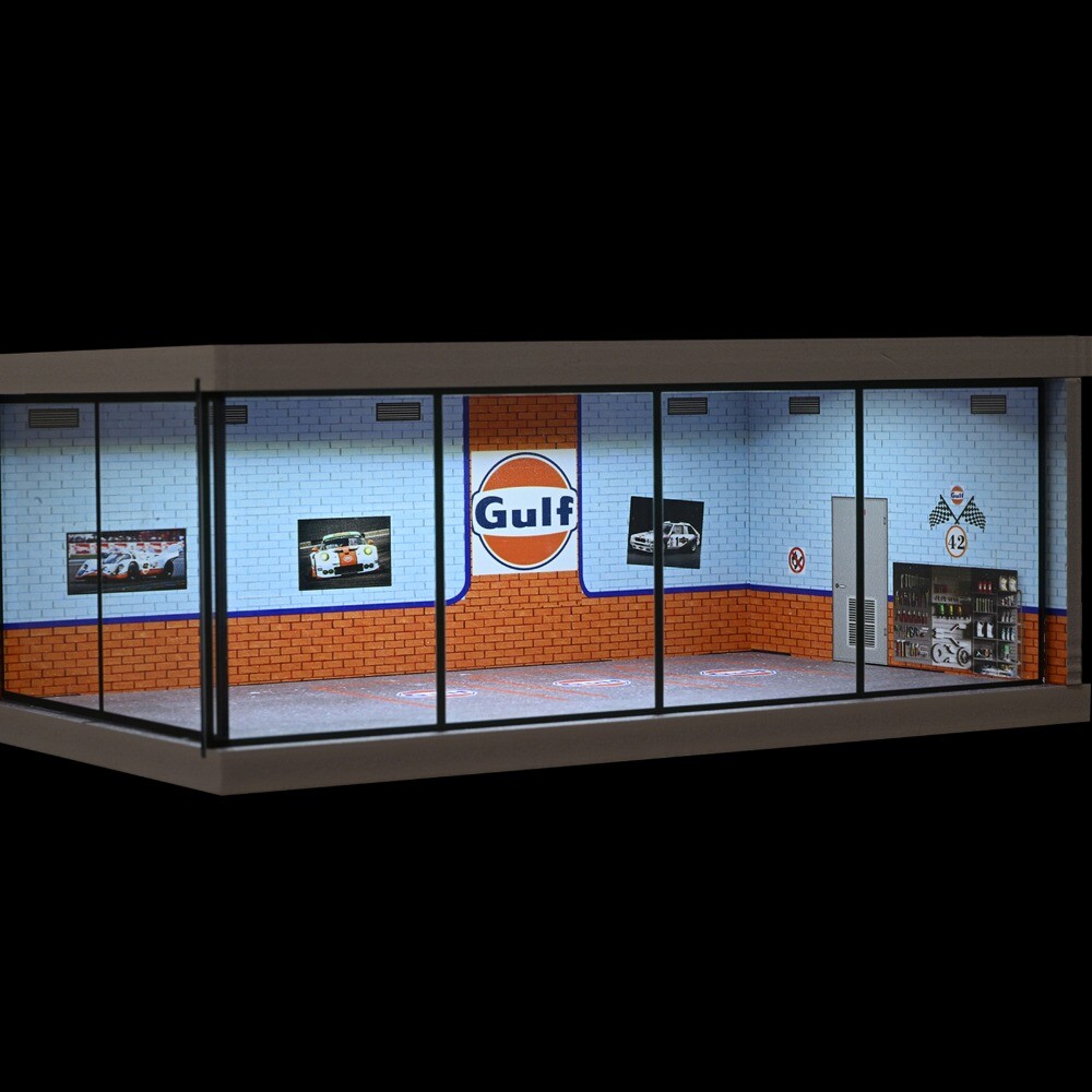 Diorama 1/64 Car Garage Model Lights City Car Showroom Scene Display Model Gifts