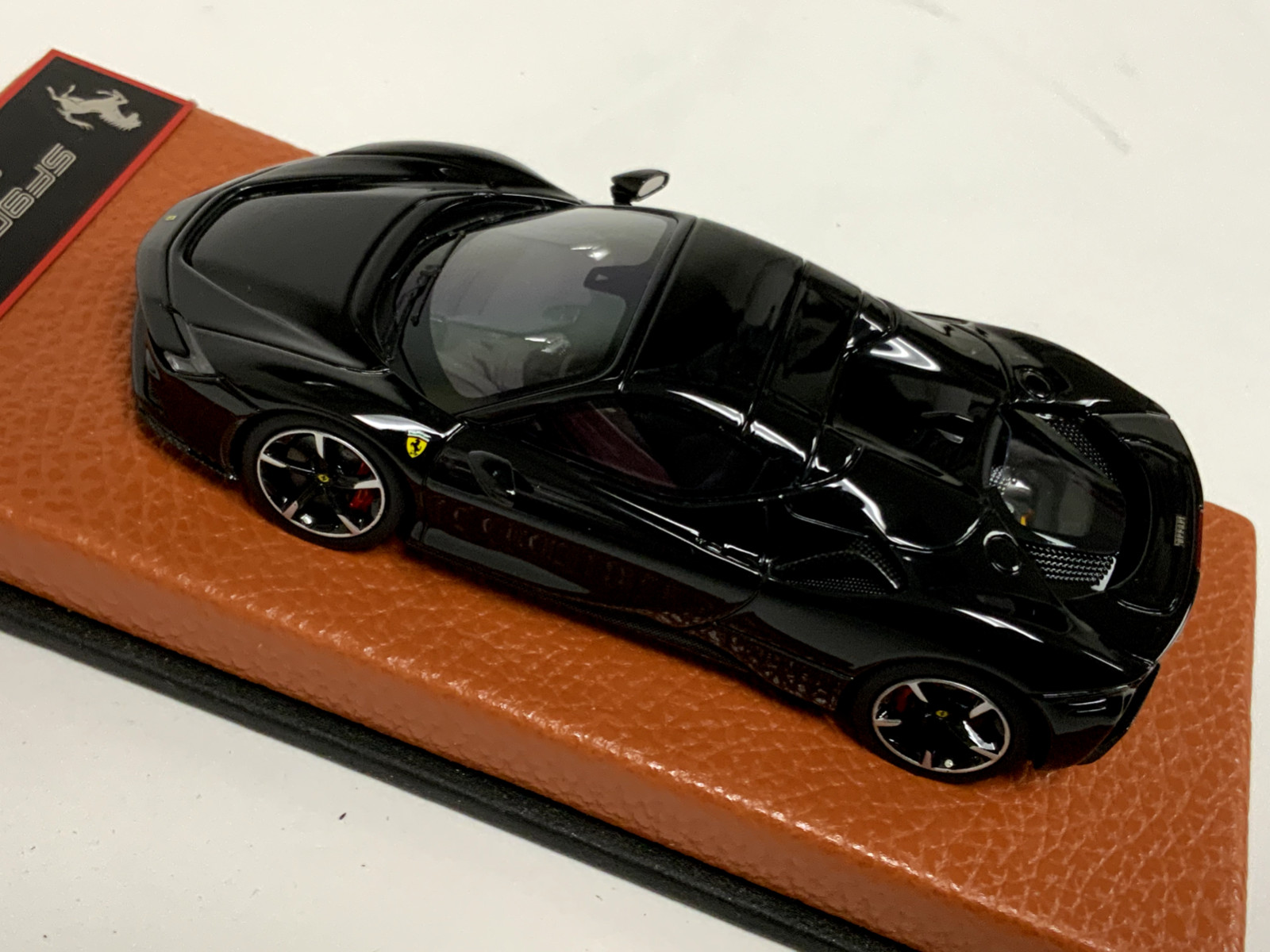 1/43 BBR Ferrari SF90 Spider Closed top Black Tan Leather Base BBRC249E. 36 pcs