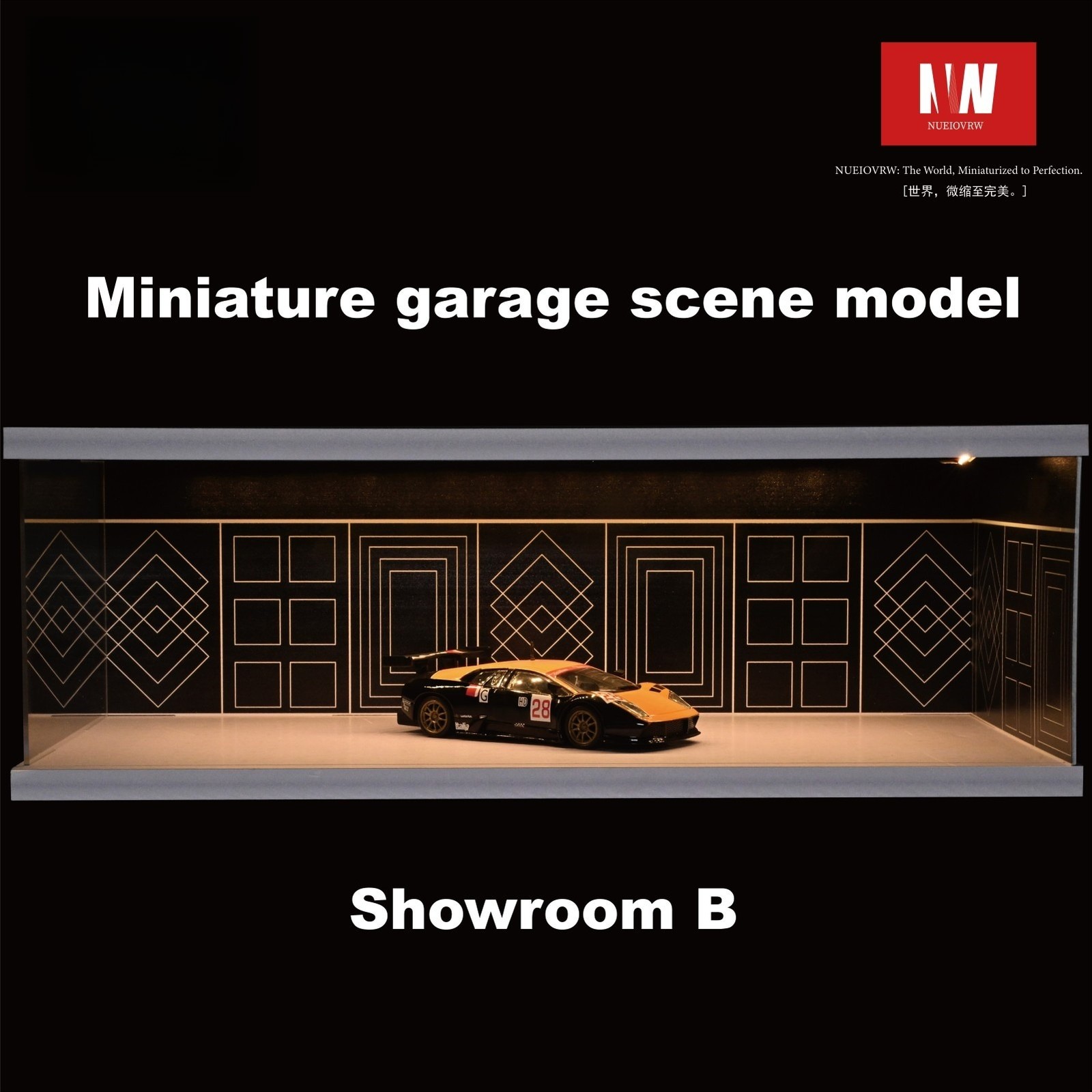 Diorama 1/64 Car Garage Model LED Lighting City Parking Lot Scene Model Gift Toy