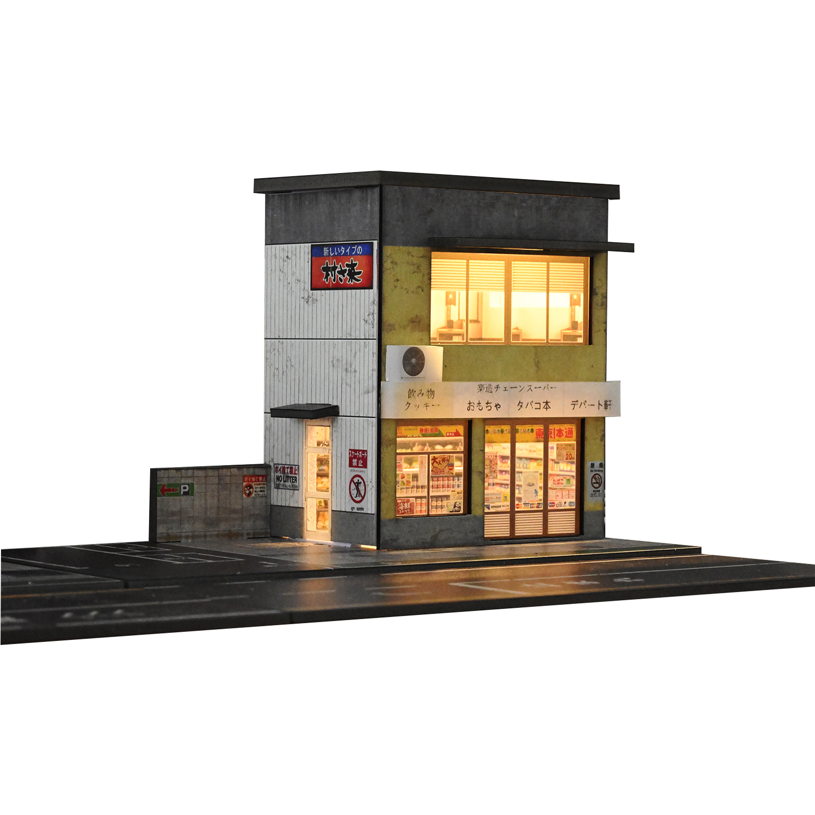 US Diorama 1/64 Diecast Garage Model LED Lighting Parking Lot Scene Display Case