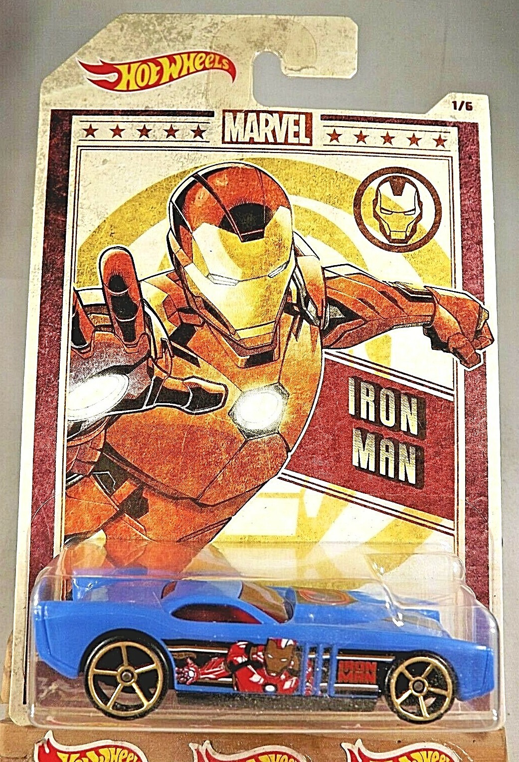 2019 Hot Wheels Marvel Series 1/6 Iron Man THE GOV’NER Blue w/Gold OH5 Spoke Whl