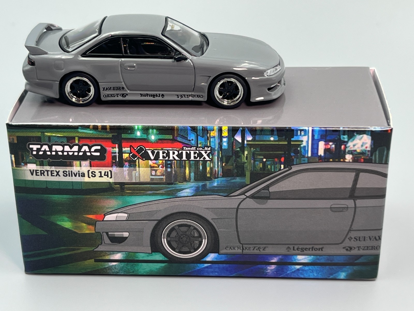 Nissan Silvia S14 240SX VERTEX Grey Tarmac Works 1/64 scale