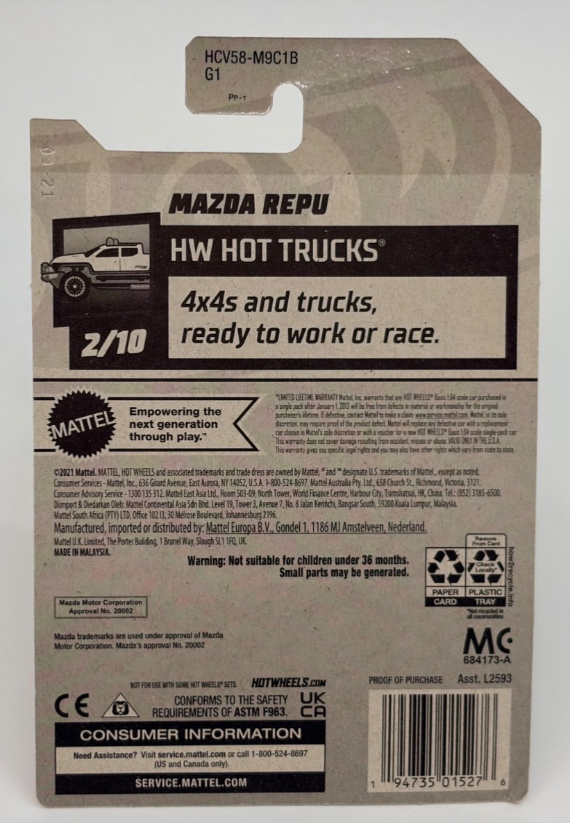 Hot Wheels 2022 HW Hot Trucks~Ram 1500 Rebel, Mazda Repu, Chevy Silverado 1:64