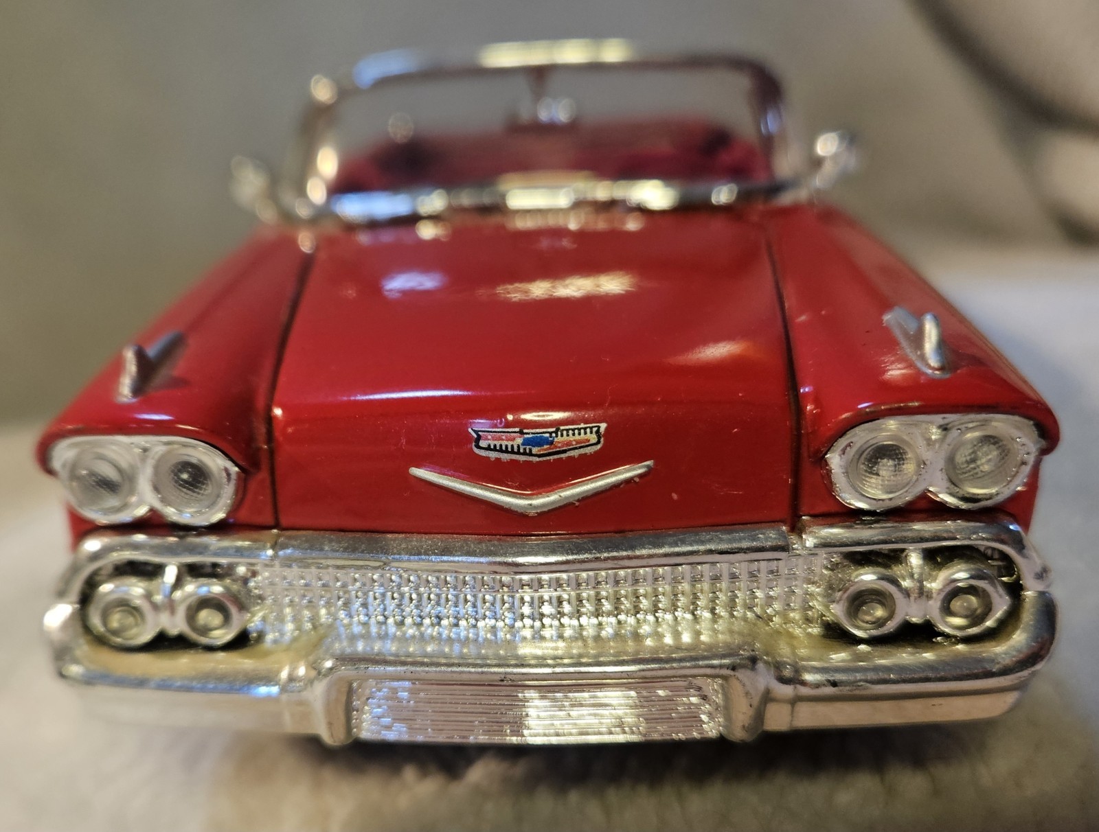 1958 Chevy Impala Convertible 1:24 Red NO BOX Diecast Vintage Car