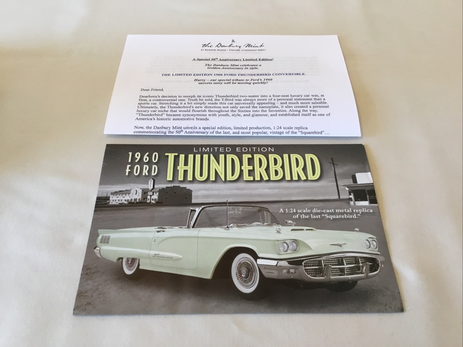 Danbury Mint 1960 Ford Thunderbird Limited Edition Brochure Paperwork Only 1:24