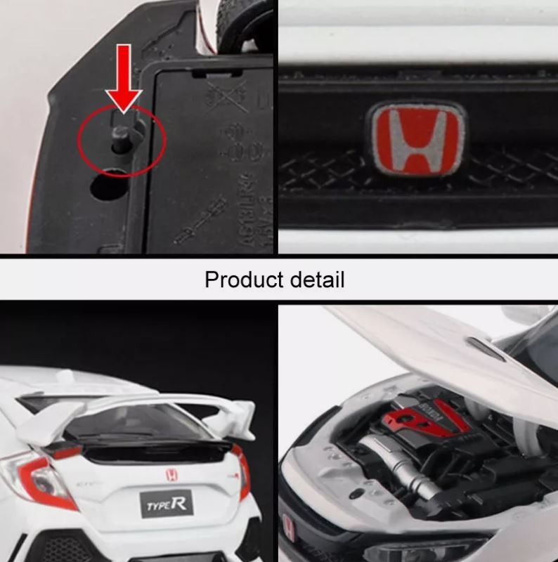 HONDA CIVIC TYPE R NEW 6 INCH DIECAST CAR MODEL SOUND & LIGHT HTF VEHICLE GIFT