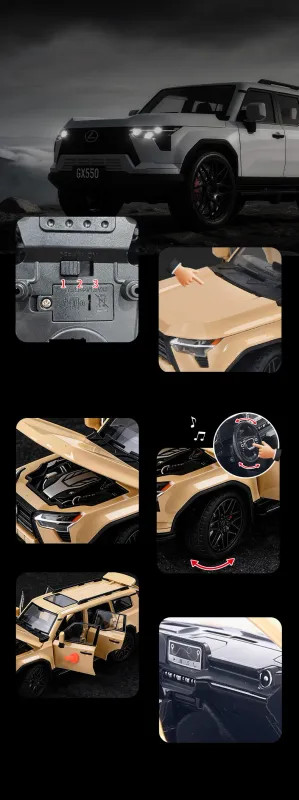 1:24 Lexus GX550 SUV Alloy Diecast Car Model Sound Light Kid’s Toy Collectibles