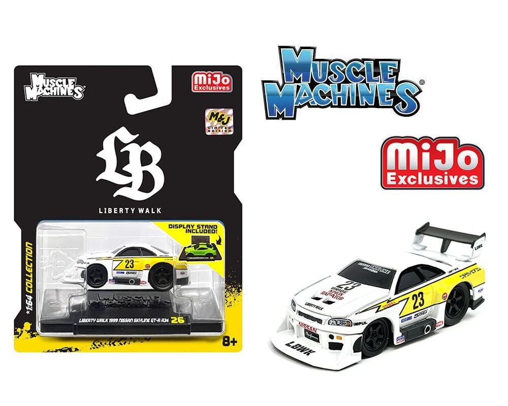 Maisto 1:64 Muscle Machines Liberty Walk 1999 Nissan Skyline GT-R R34 15566WH