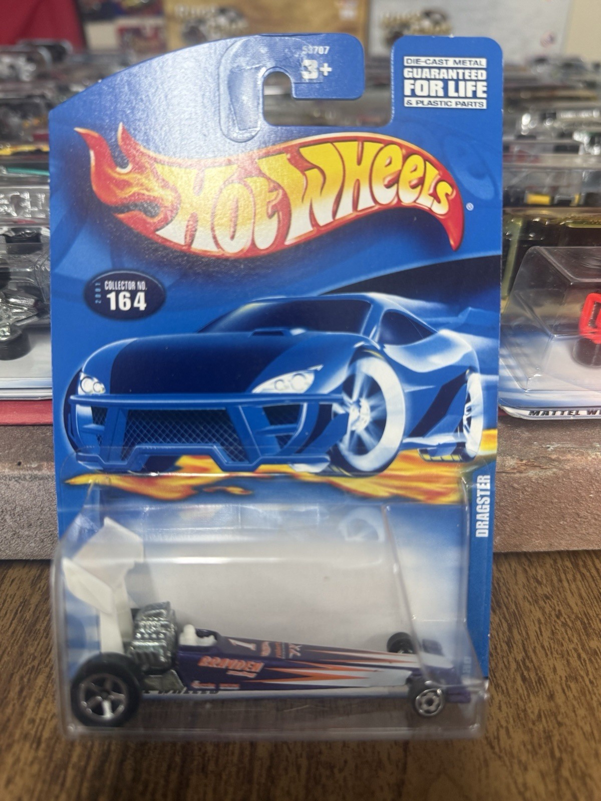 HOT WHEELS DRAGSTER. 2001 #164, PURPLE/WHITE,
