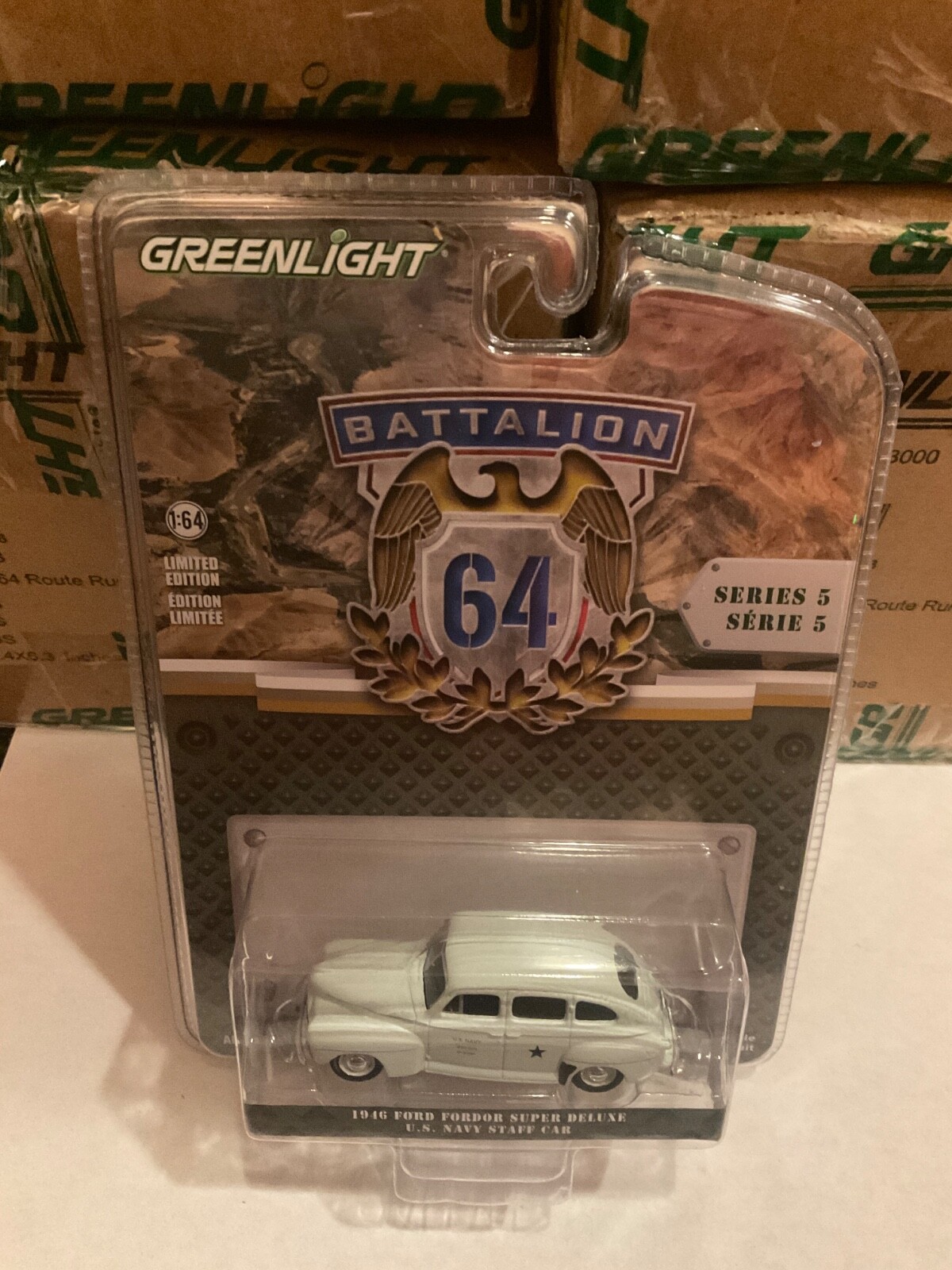 Greenlight Battalion 64. 1946 Ford Fordor Super Deluxe U. S. NAVY Staff Car