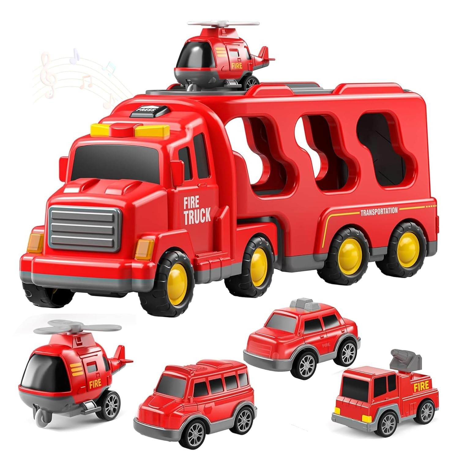 Kidology 5 in 1 Police Trucks Boy Toys for 3-5 Year Old Toddlers Carrier Truck