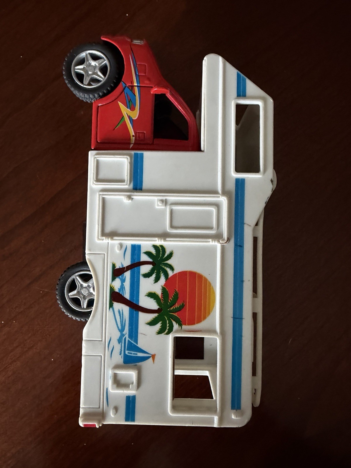 Kinsfun Ford E-350 Red Camper Van Fully Loaded 1/43 O Scale Diecast Vehicle