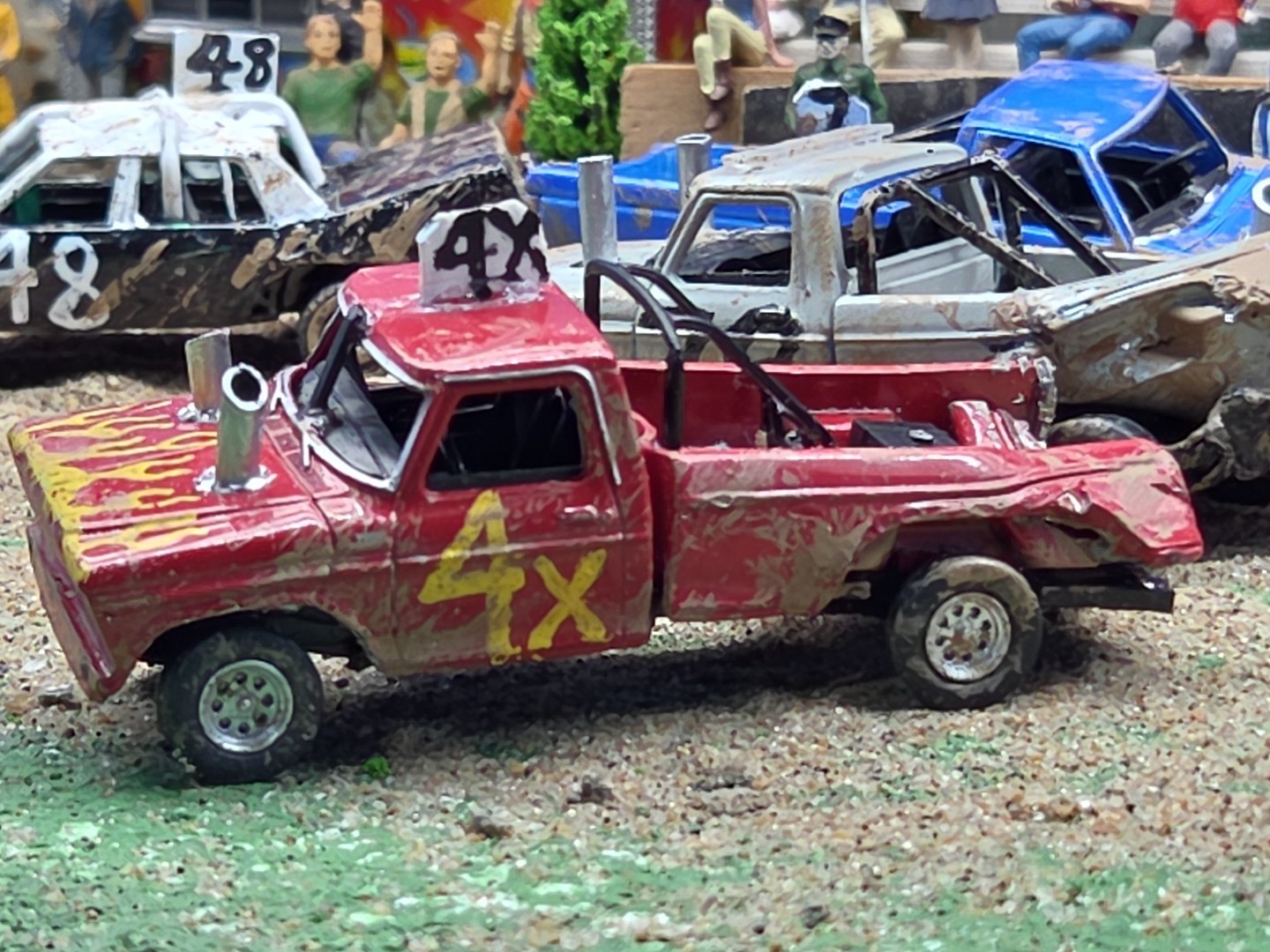 DEMO DERBY CUSTOM DEMOLITION Truck #4X 1979 FORD F150 1/64 Junk Yard RANGER XLT