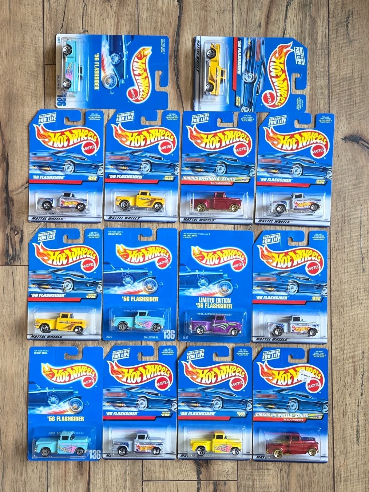 Hot Wheels Lot of 14 ’56 & ’58 FLASHSIDER teal pink Blue Card Variations