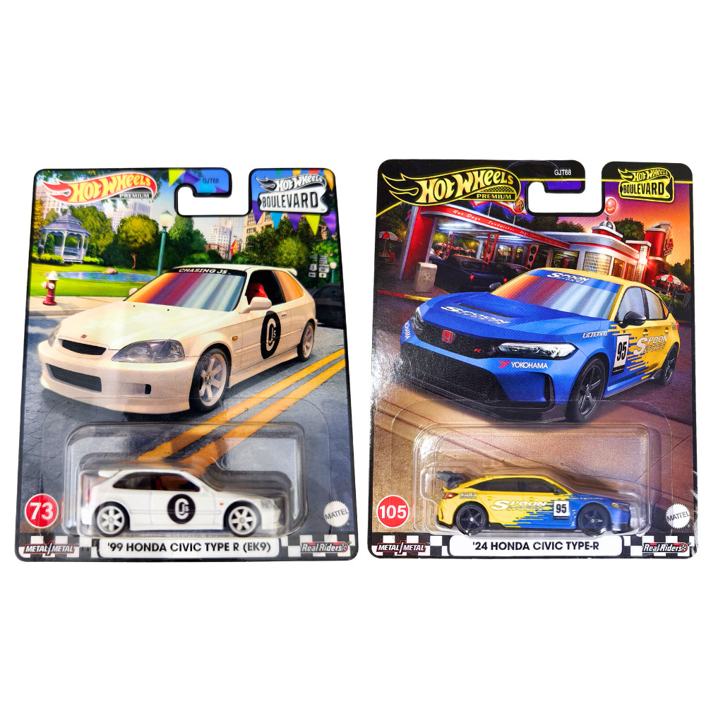 Hot Wheels 1999 Honda Civic Type-R & 2024 Honda Civic Type-R JDM 2pcs Lot