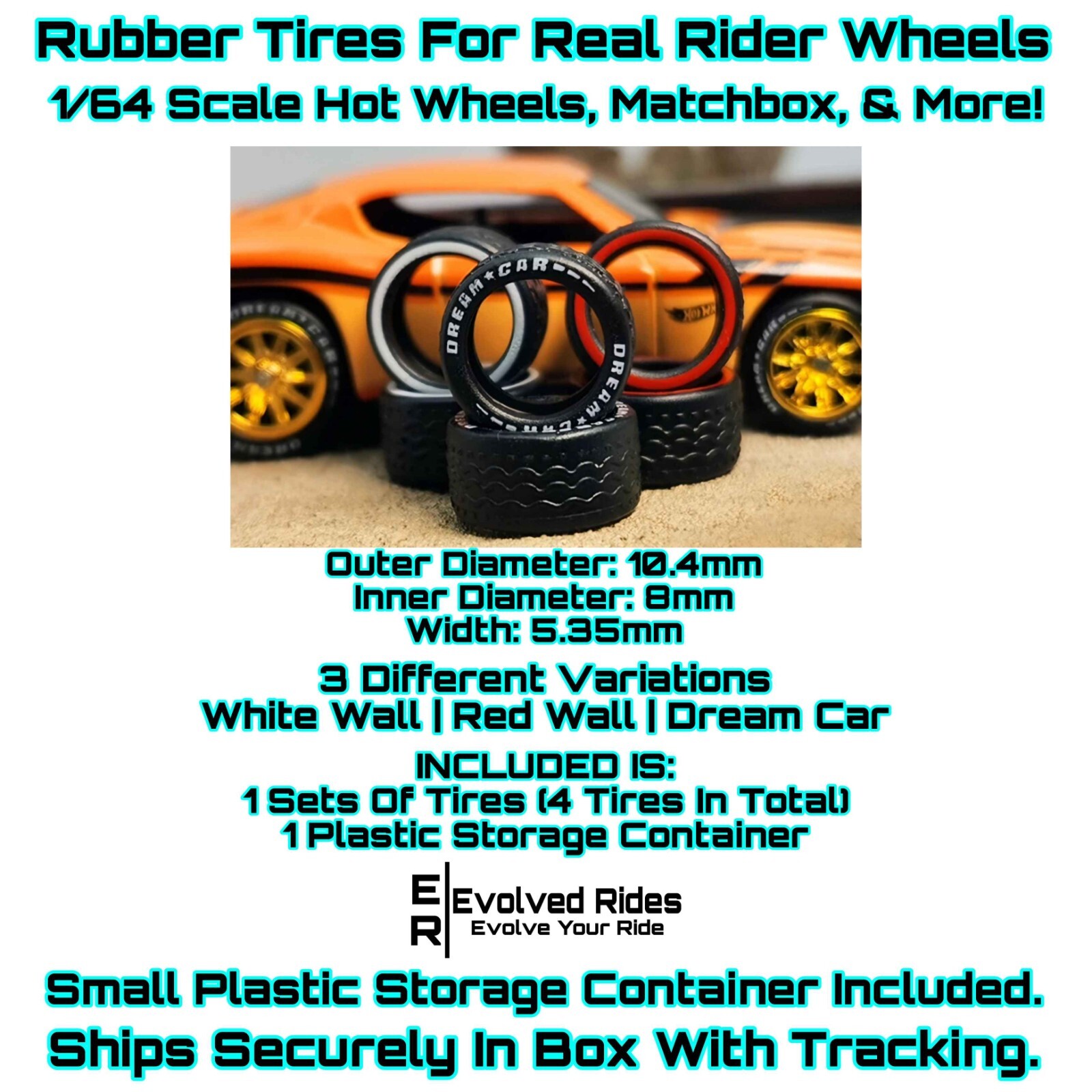 1/64 Scale Rubber Tires For Real Rider Wheels Hot Wheels Matchbox