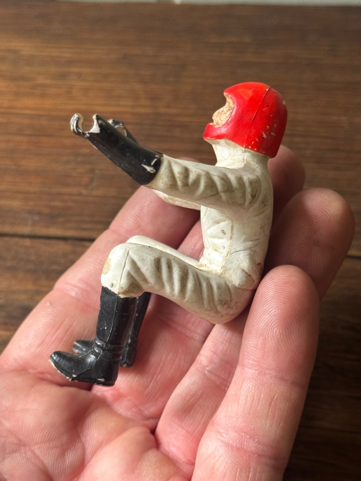Vintage 1950’s Rubber / Plastic Motorcyclist Figurine Toy Part 75mm tall Tin Toy