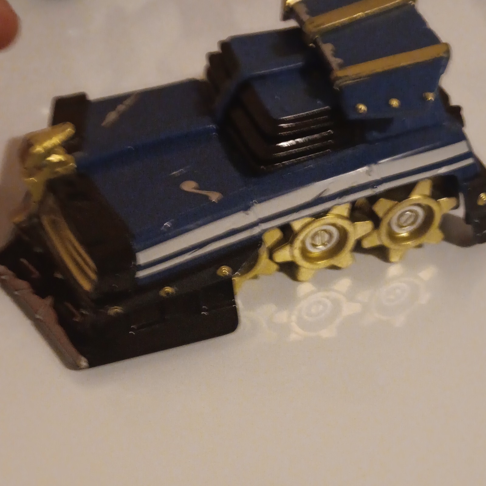 New Blue/Black Toy Vehicle Diecast-Style with Gold Details, Blue Black Gold