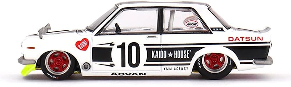 Kaido House x Mini GT 1:64 Datsun 510 Street Team XMM V1 White Advan KHMG176
