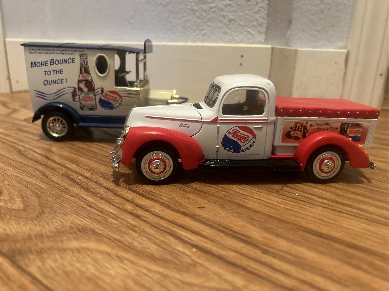 Golden Wheels Diecast 1940 Ford Pickup Delivery Truck & Pepsi Truck Bank