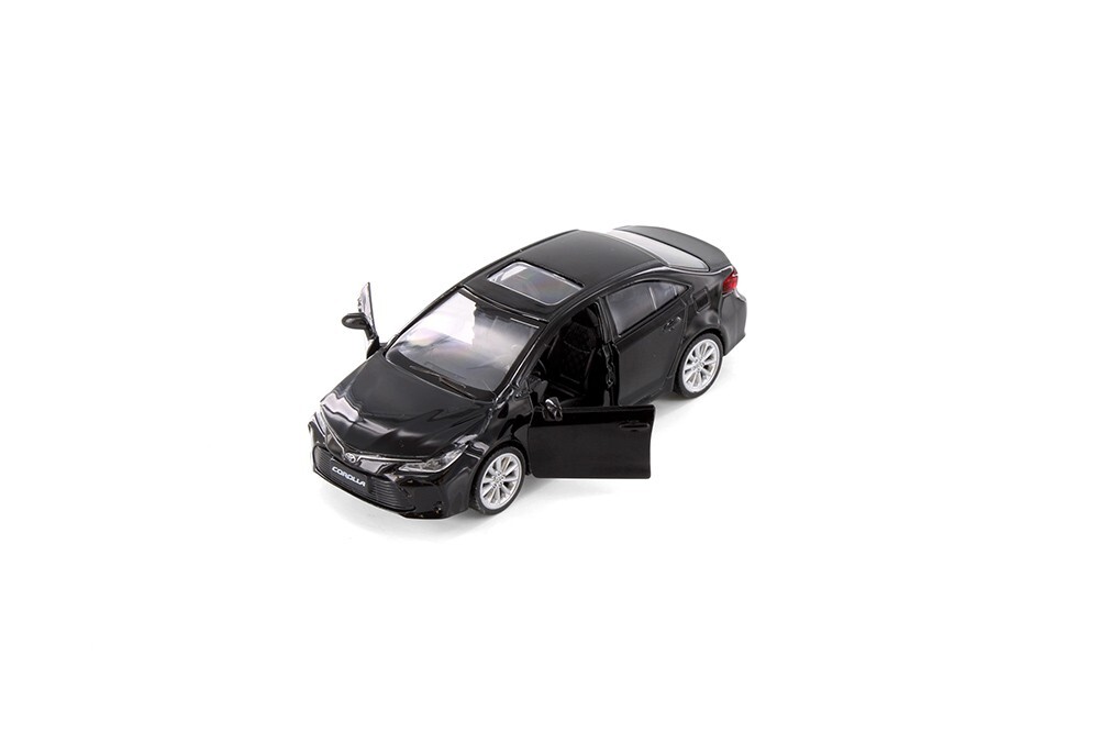 Black Toyota Corolla Diecast Toy with Pullback Action 1/43 Scale 4.25 Inches Lon
