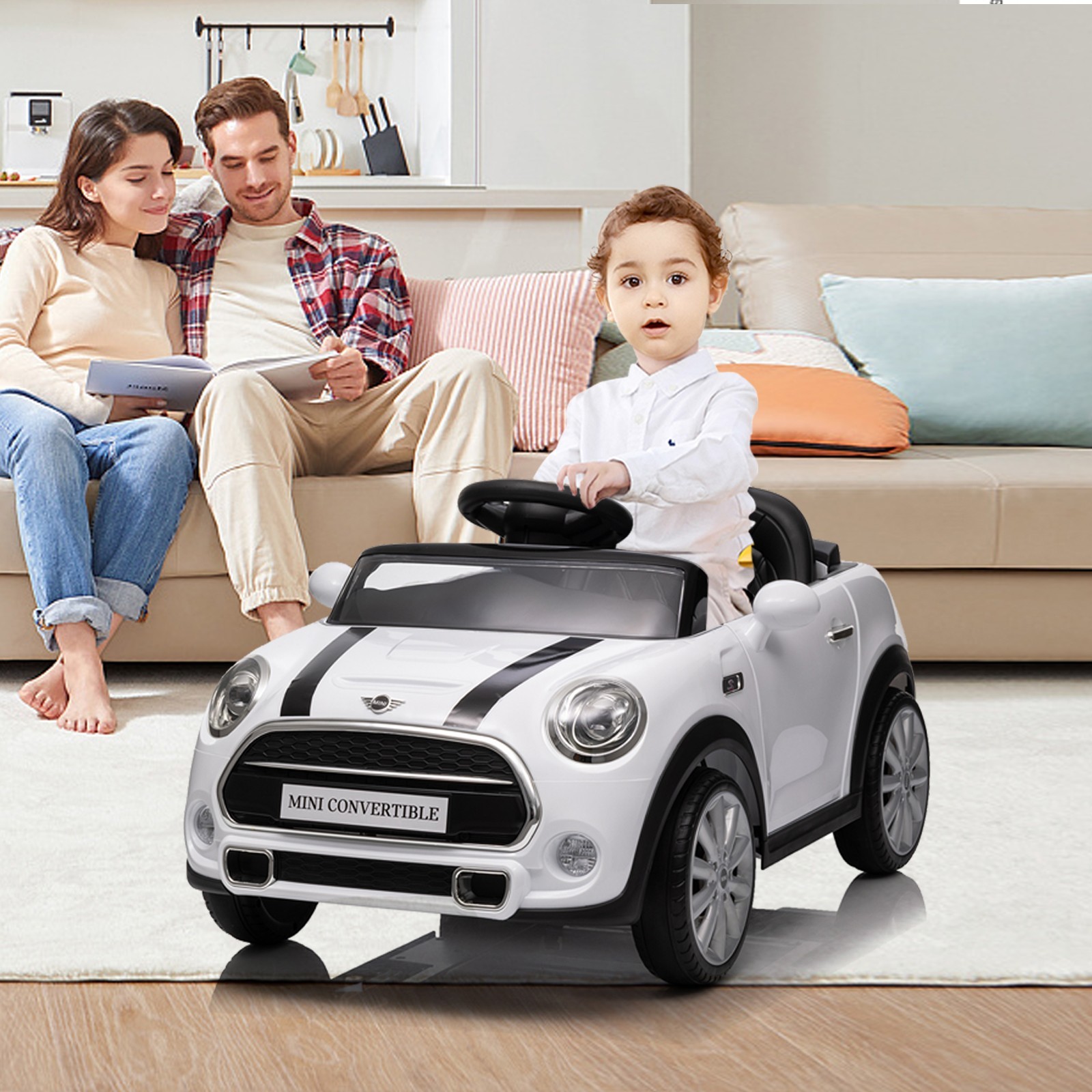 MINI Push Car for Toddlers-Adjustable Push Rod,Horn,Seat Belt for Kids 1-3 Years