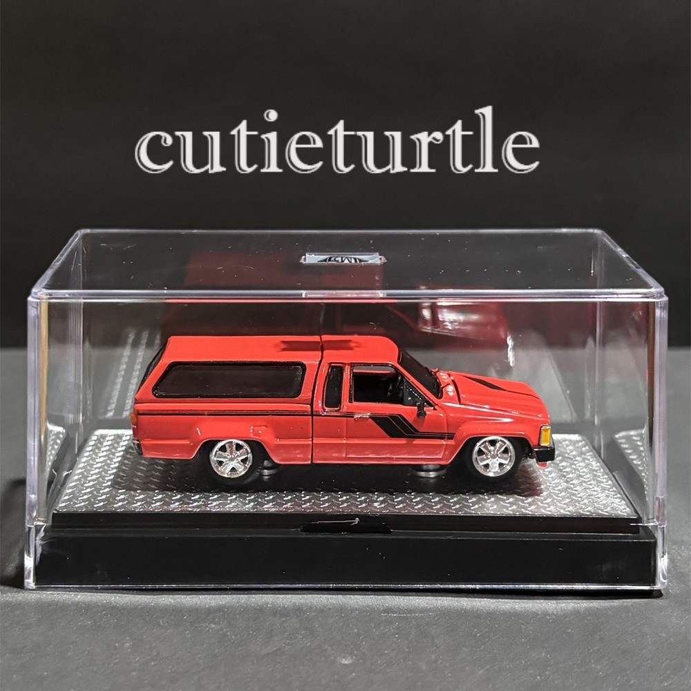 No Box 1:64 1985 Toyota SR5 Pick Up Truck with Camper Shell & Show Case Red