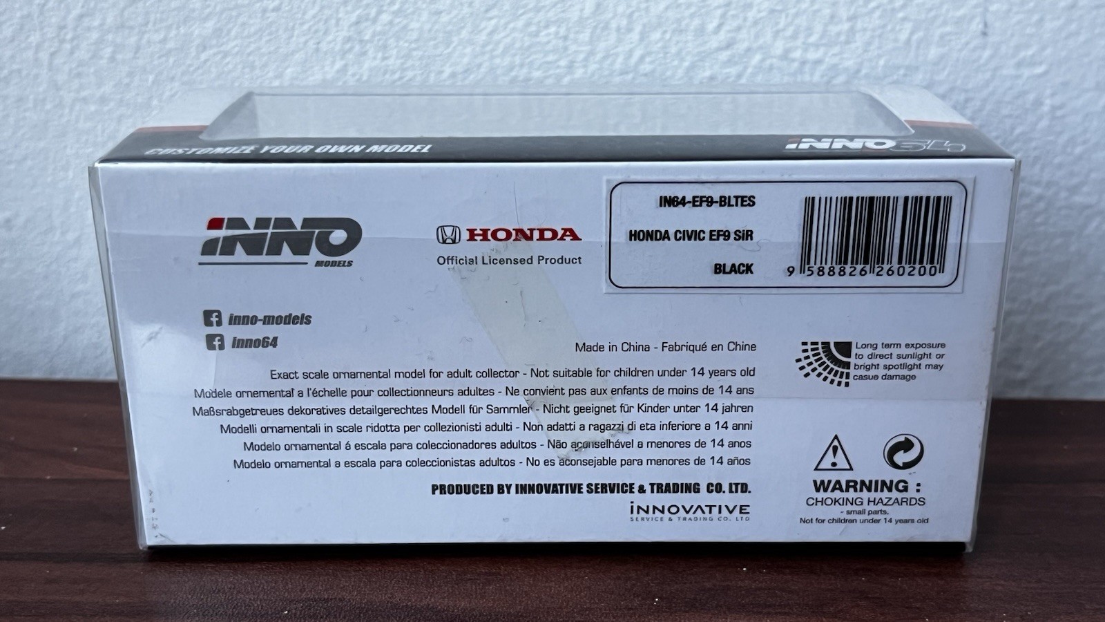 INNO64 HONDA CIVIC EF9 SiR BLACK EDITION SEALED NIP