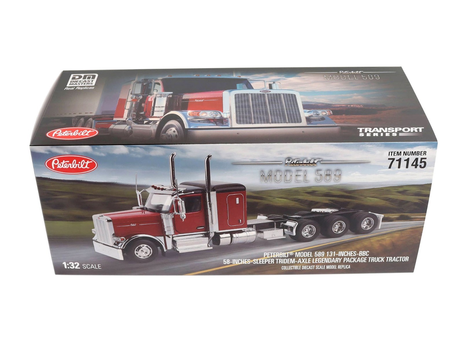 PETERBILT 589 TRUCK TRACTOR W/SLEEPER LEGENDARY RED 1/32 DIECAST MASTERS 71145