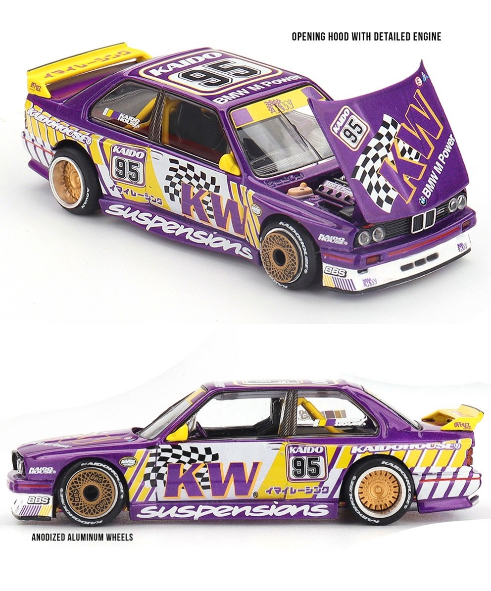 Kaido House x Mini GT 1:64 BMW E30 M3 Kaido KW V1 Purple KHMG194