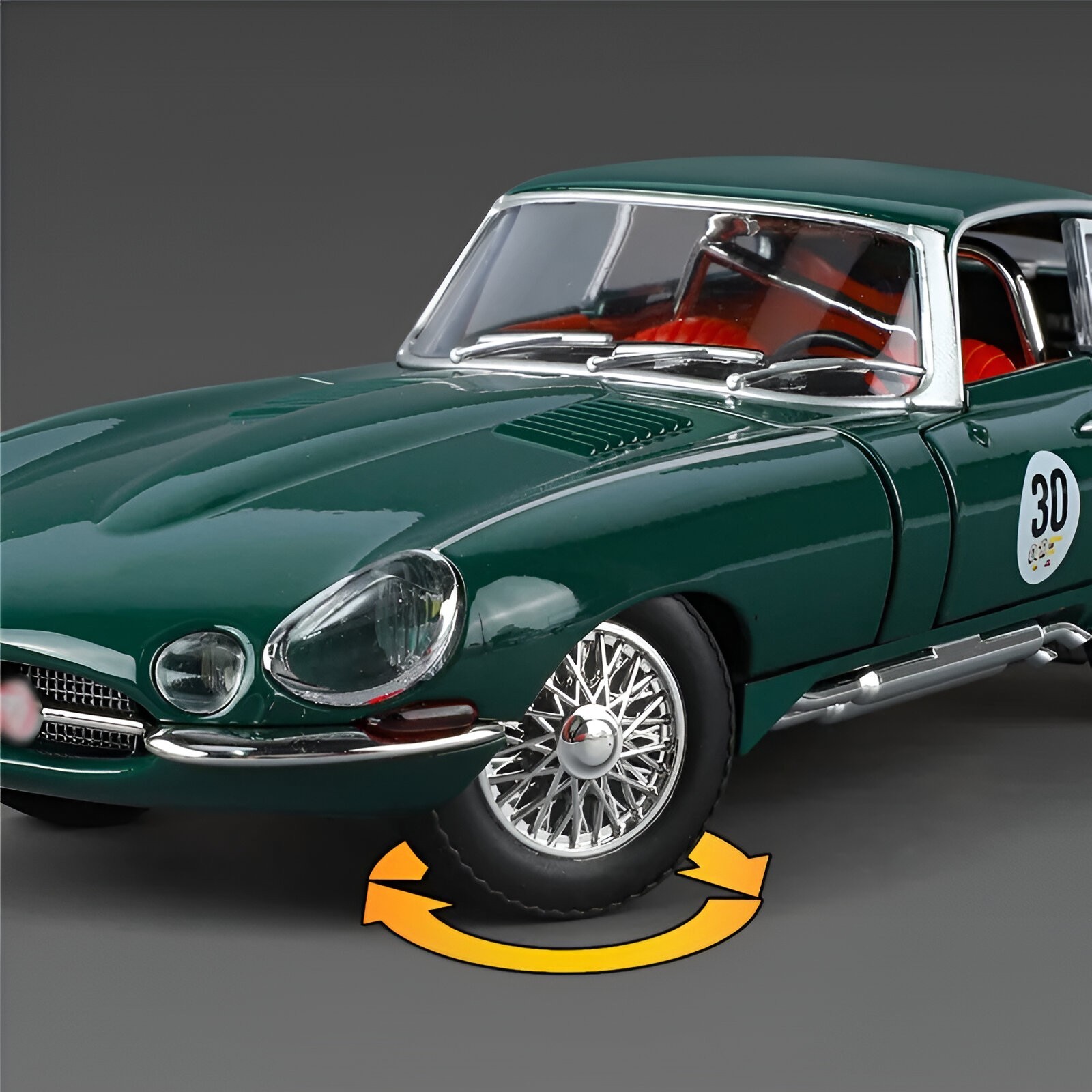 1:24 Jaguar E-Type Vintage Diecast Car – 1961 Classic Model w/ Light Toy Gift