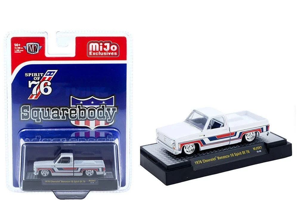 M2 1:64 1976 Chevrolet Silverado Bonanza-10 SPIRIT OF 76 White 31500 MJS97