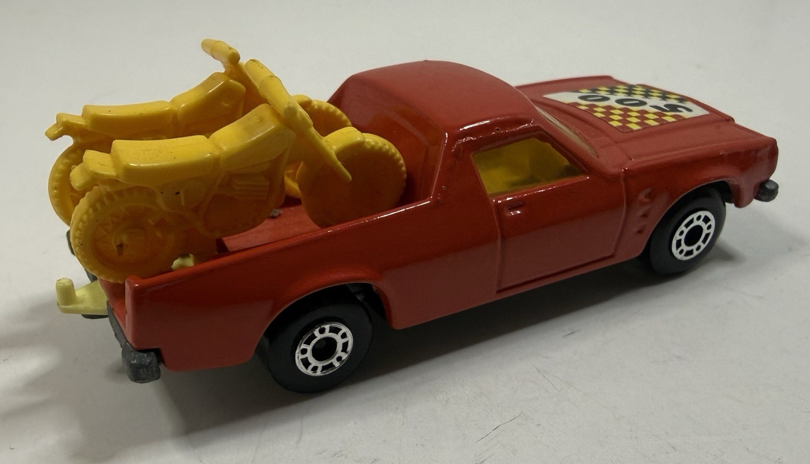 Lesney Matchbox 1977 Superfast No. 60 Holden Pickup Red Diecast w/ Dirt Bikes