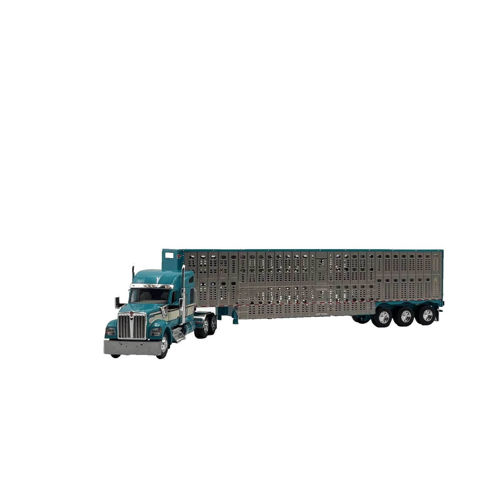 DCP 1/64 Kenworth W990 76″ Mid-Roof Wilson Silverstar Livestock Trailer 60-1896