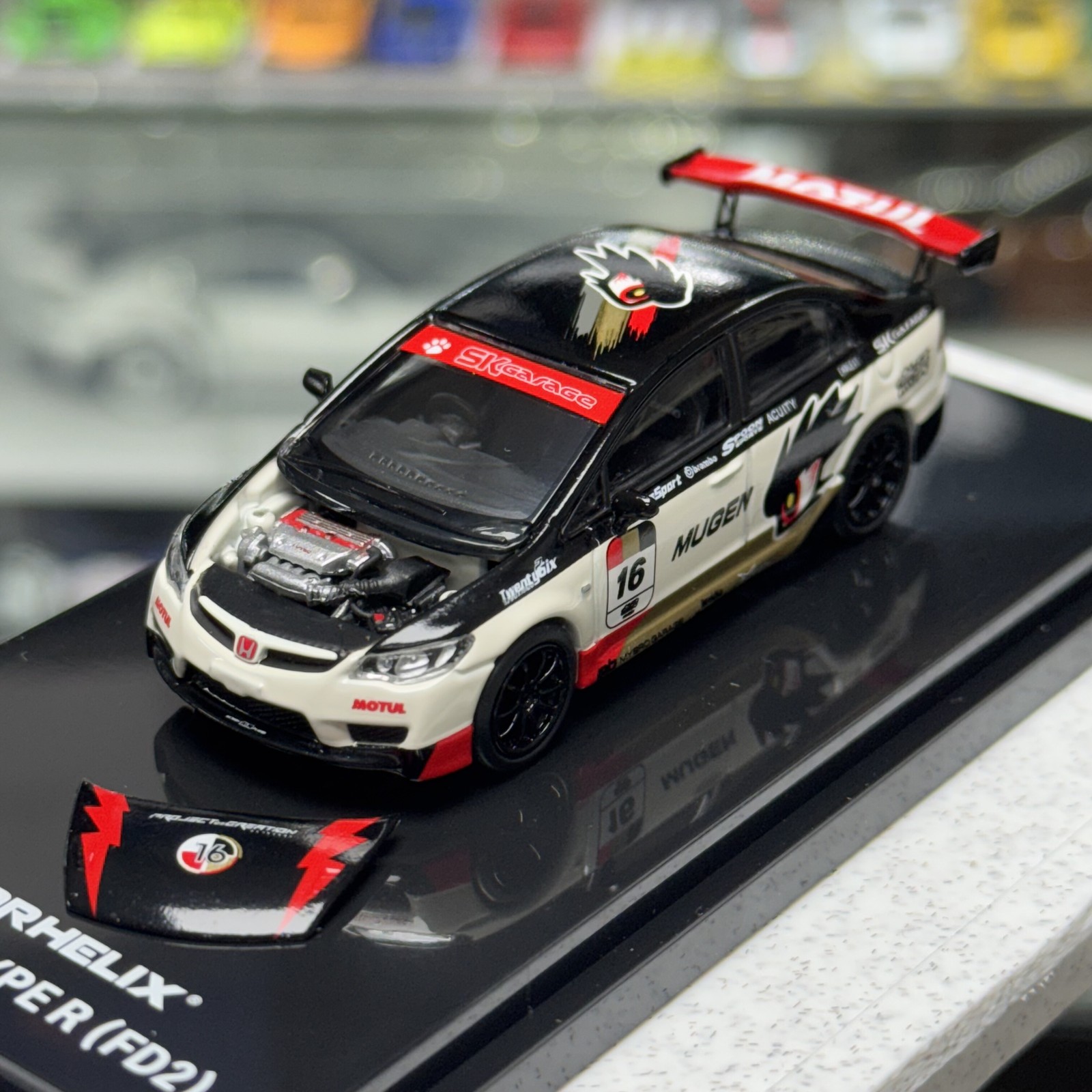 1:64 Civic Type R FD2 Mugen Diecast Open Hood Model Car Collectible Gift