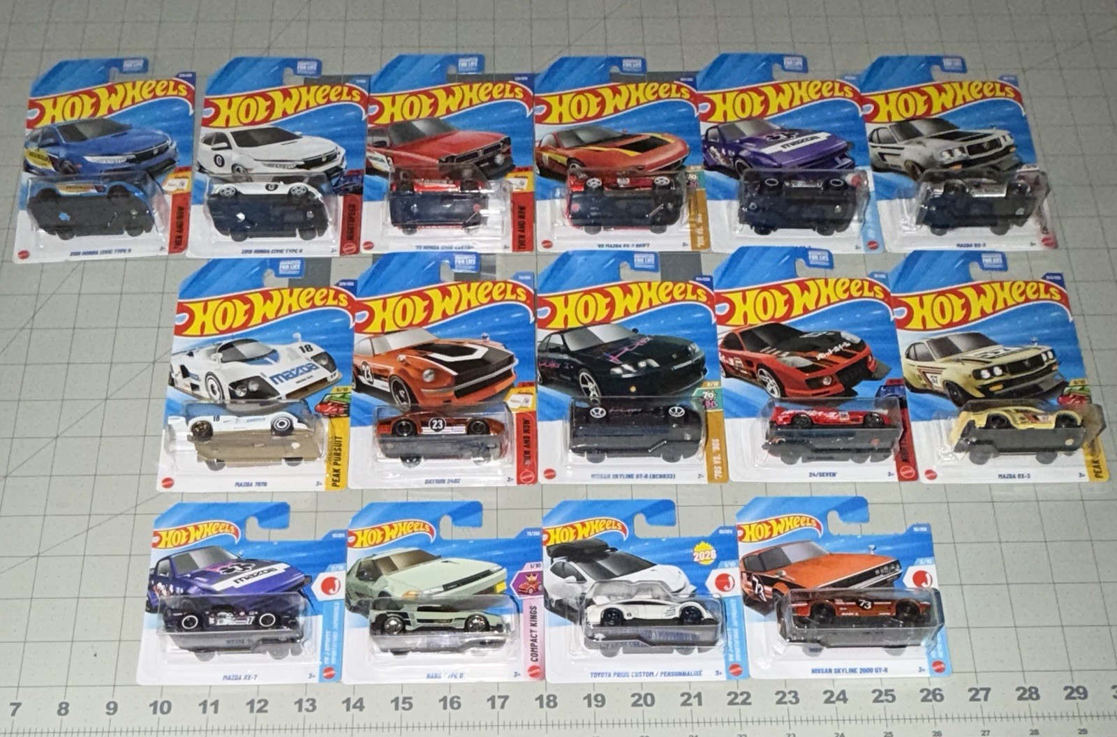 Hot Wheels JDM lot of 15 Nissan Skyline GTR Mazda RX7 Datsun Toyota Honda