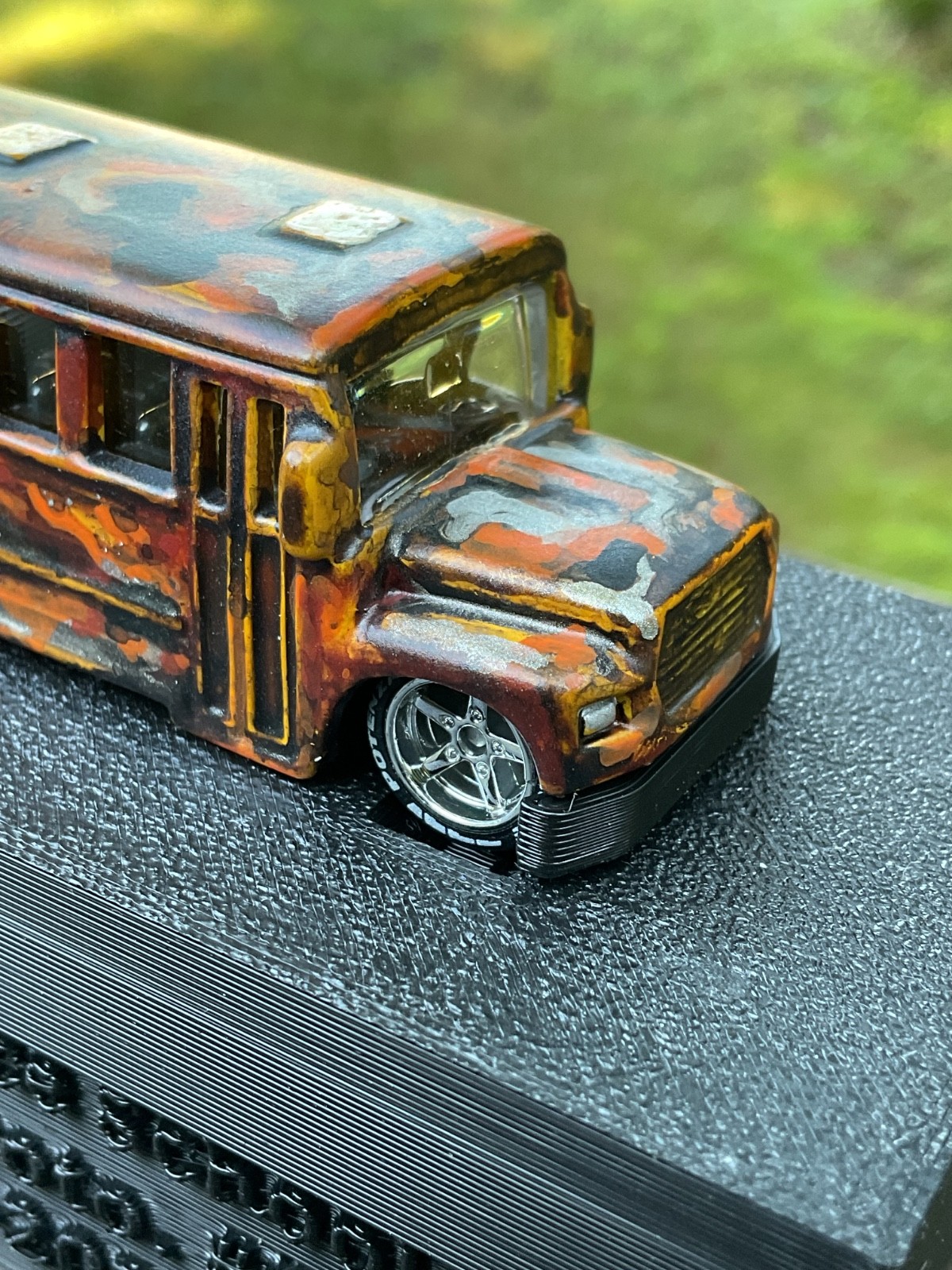1/64 Custom School Bus Adventure Force Slammed Real Riders Patina Rust Rat Rod