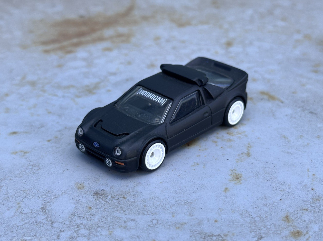CUSTOM MADE Hot Wheels KEN BLOCK Matte Black Ford RS200 HOONIGAN tapped screwed