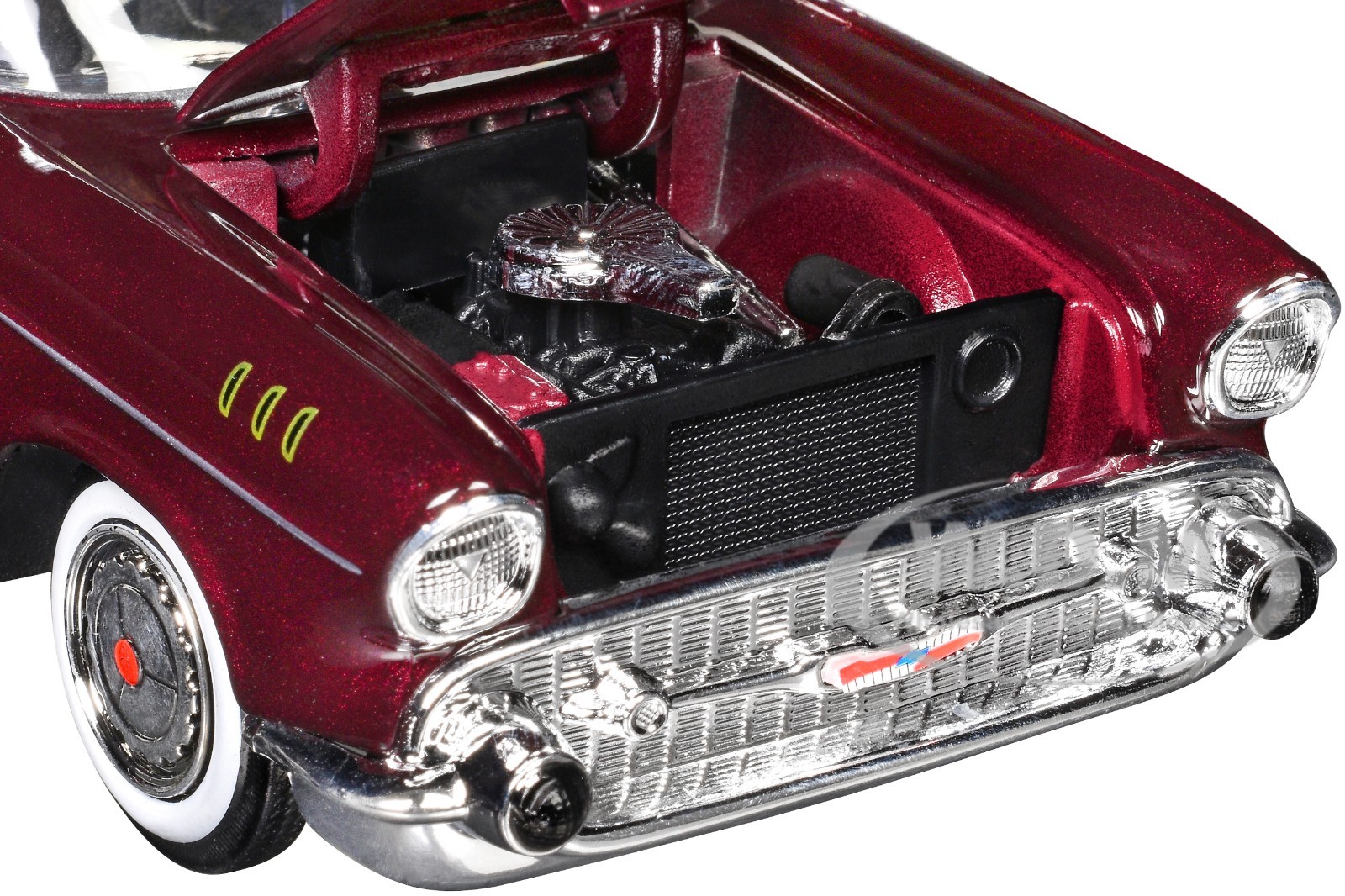 1957 CHEVROLET BEL AIR BURGUNDY & SILVER 1/24 DIECAST MODEL CAR MOTORMAX 73228