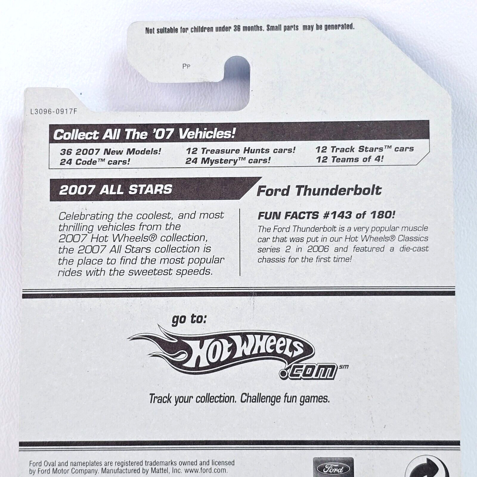 2006 Hot Wheels Ford Thunderbolt 2007 All Stars 143 of 180 Diecast 1:64 Scale