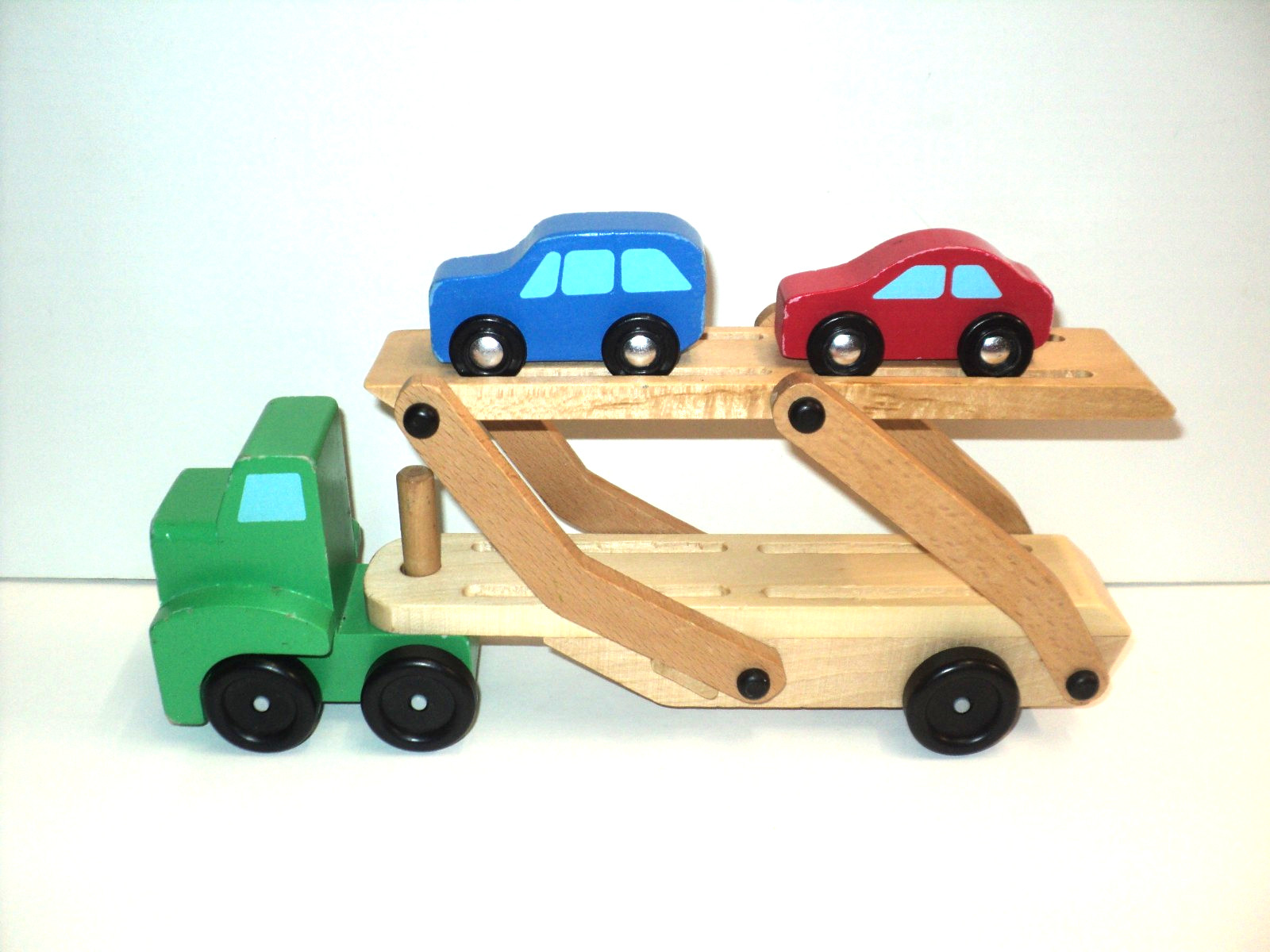 Melissa & Doug Car Carrier Classic Toy Wooden Truck & 2 Cars #4096 Wood