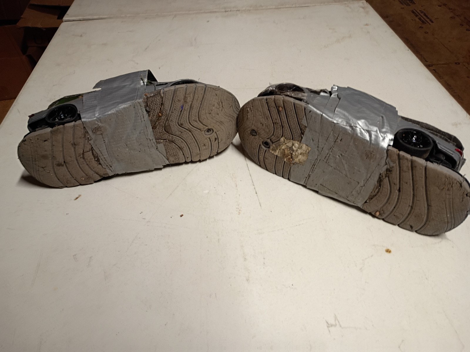 pair of Solido 2000 BMW E46 M3 Grey 1:18 flip flops crushed cars